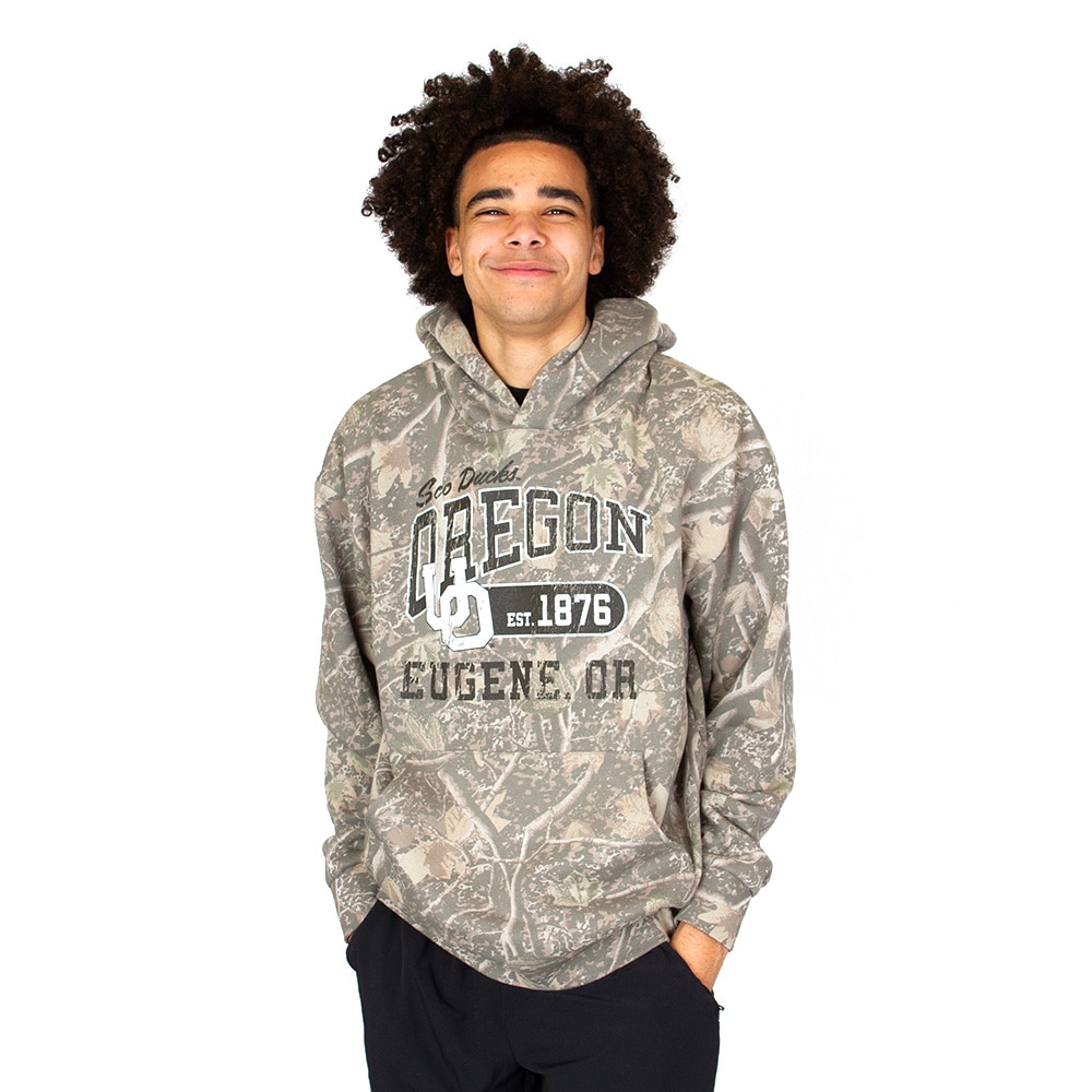 Interlocking UO, Green, Hoodie, Cotton Blend, Men, Unisex, Uscape, Camo design, Sco-Ducks, Pullover, Sweatshirt, 985528